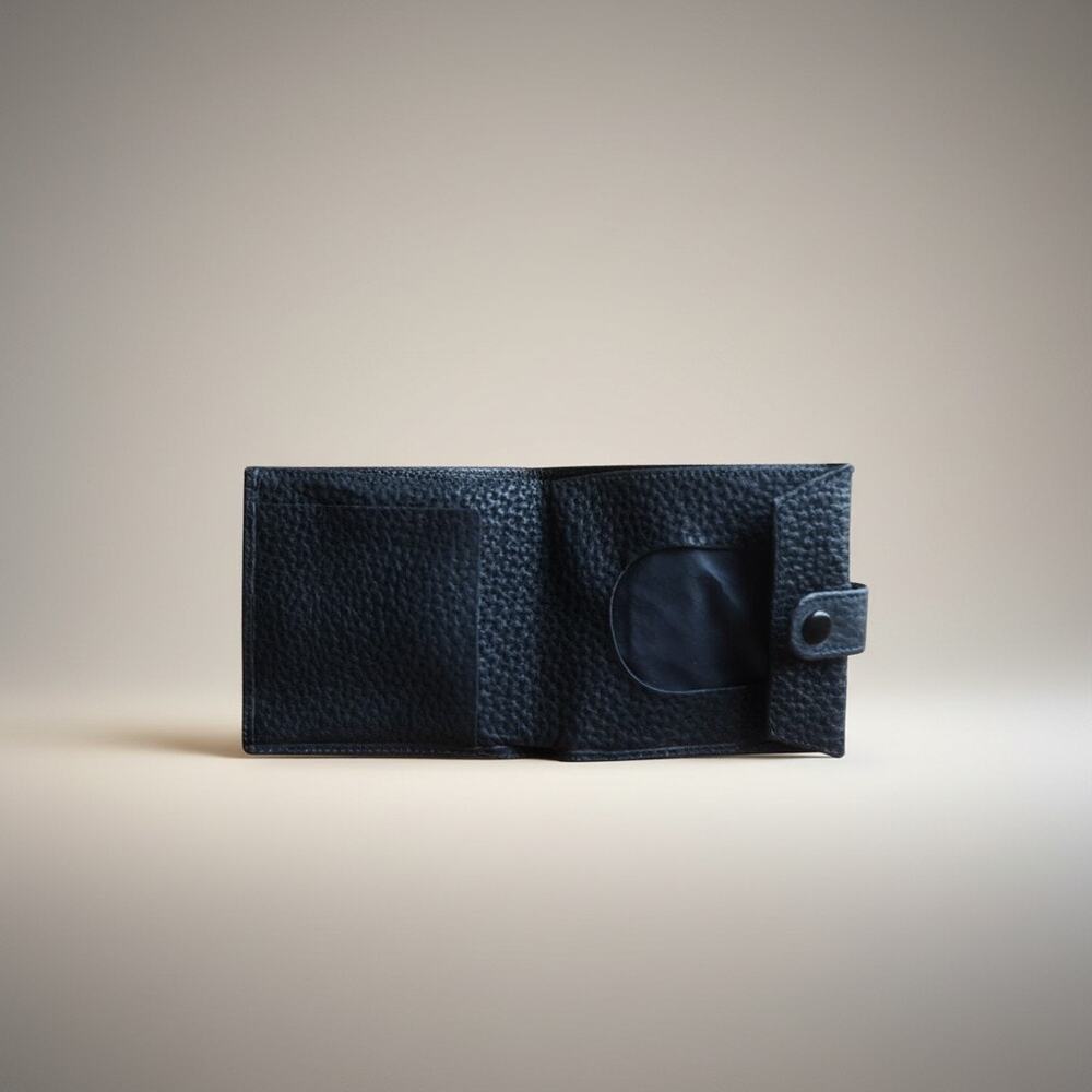 Vintage Black Leather Bifold Snap Pouch Empty Tobacco Card Wallet Estate